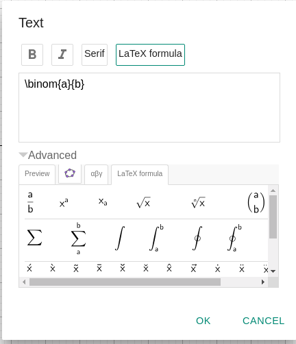 LaTeX editor in GeoGebra